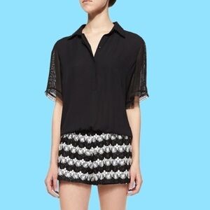 Alexis Fabiano Crochet Short Jumpsuit Flawed Size L 8/10